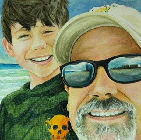 Marshall Atkinson Watercolor - Dad & Jack