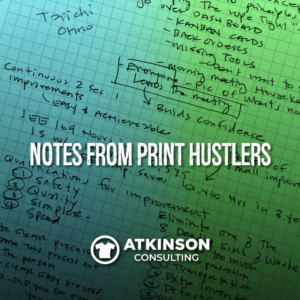 Scribbled test notes from Print Hustlers 2022