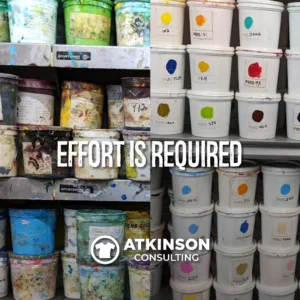 Contrast between messy ink buckets, and incredibly clean ink buckets