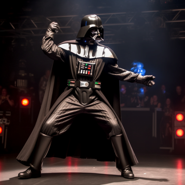 Prompt: Darth Vader dances onstage