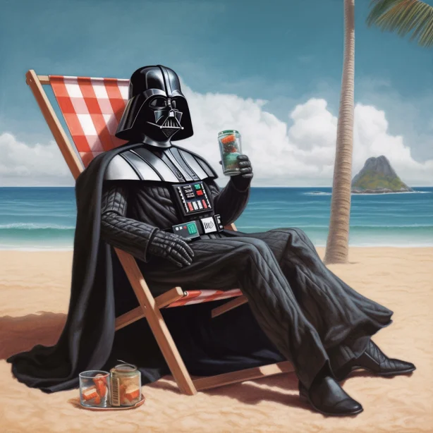 Prompt: Darth Vader on vacation