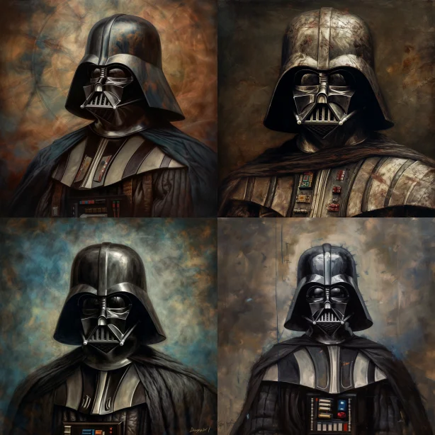 Darth Vader painted in the style of Leonardo da Vinci