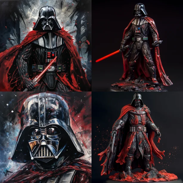 Prompt: Darth Vader painted in the style of Todd McFarlane