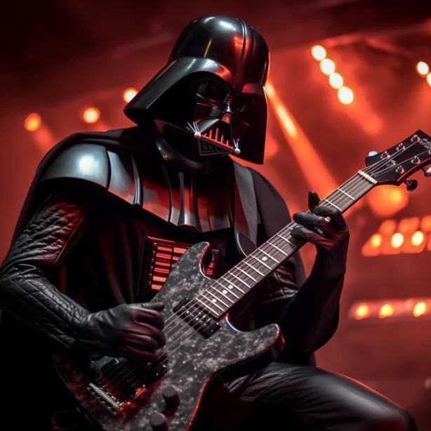 Prompt: Darth Vader playing a Stratocaster electric guitar