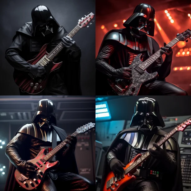 Prompt: Darth Vader plays a Stratocaster electric guitar