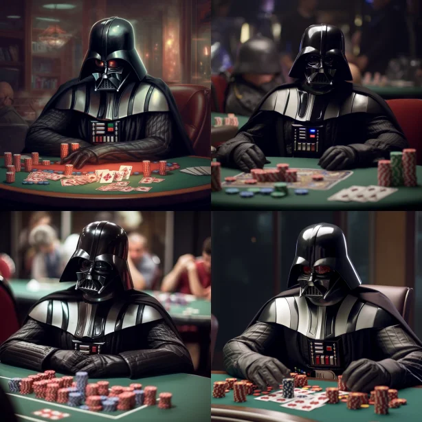 Prompt: Darth Vader wins at poker